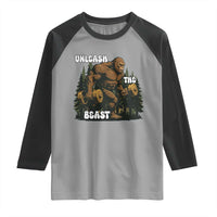 Unleash The Beast Raglan Shirt Funny Bigfoot Fitness Workout Gift - Wonder Print Shop