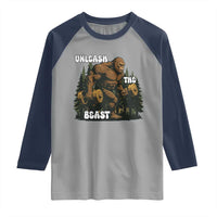 Unleash The Beast Raglan Shirt Funny Bigfoot Fitness Workout Gift - Wonder Print Shop