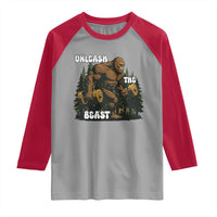 Unleash The Beast Raglan Shirt Funny Bigfoot Fitness Workout Gift - Wonder Print Shop