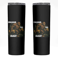 Unleash The Beast Skinny Tumbler Funny Bigfoot Fitness Workout Gift