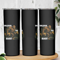 Unleash The Beast Skinny Tumbler Funny Bigfoot Fitness Workout Gift