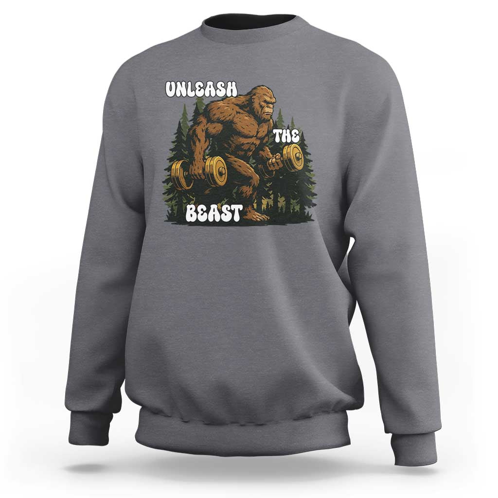 Unleash The Beast Sweatshirt Funny Bigfoot Fitness Workout Gift - Wonder Print Shop