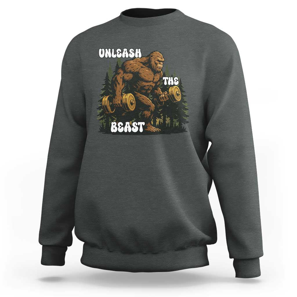 Unleash The Beast Sweatshirt Funny Bigfoot Fitness Workout Gift - Wonder Print Shop