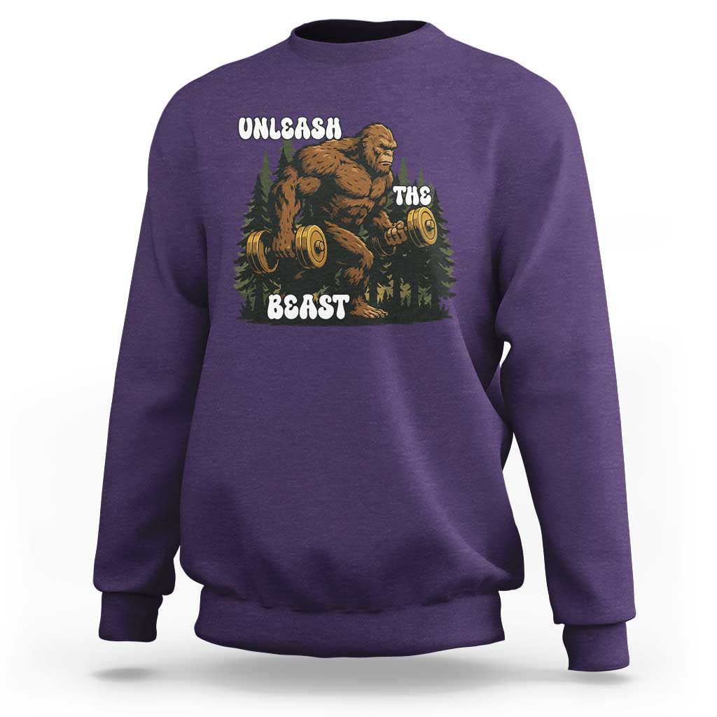 Unleash The Beast Sweatshirt Funny Bigfoot Fitness Workout Gift - Wonder Print Shop