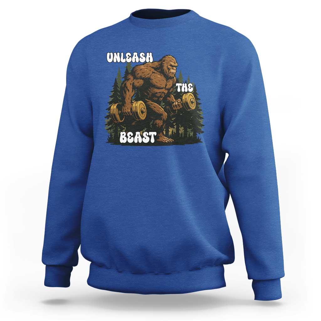 Unleash The Beast Sweatshirt Funny Bigfoot Fitness Workout Gift - Wonder Print Shop