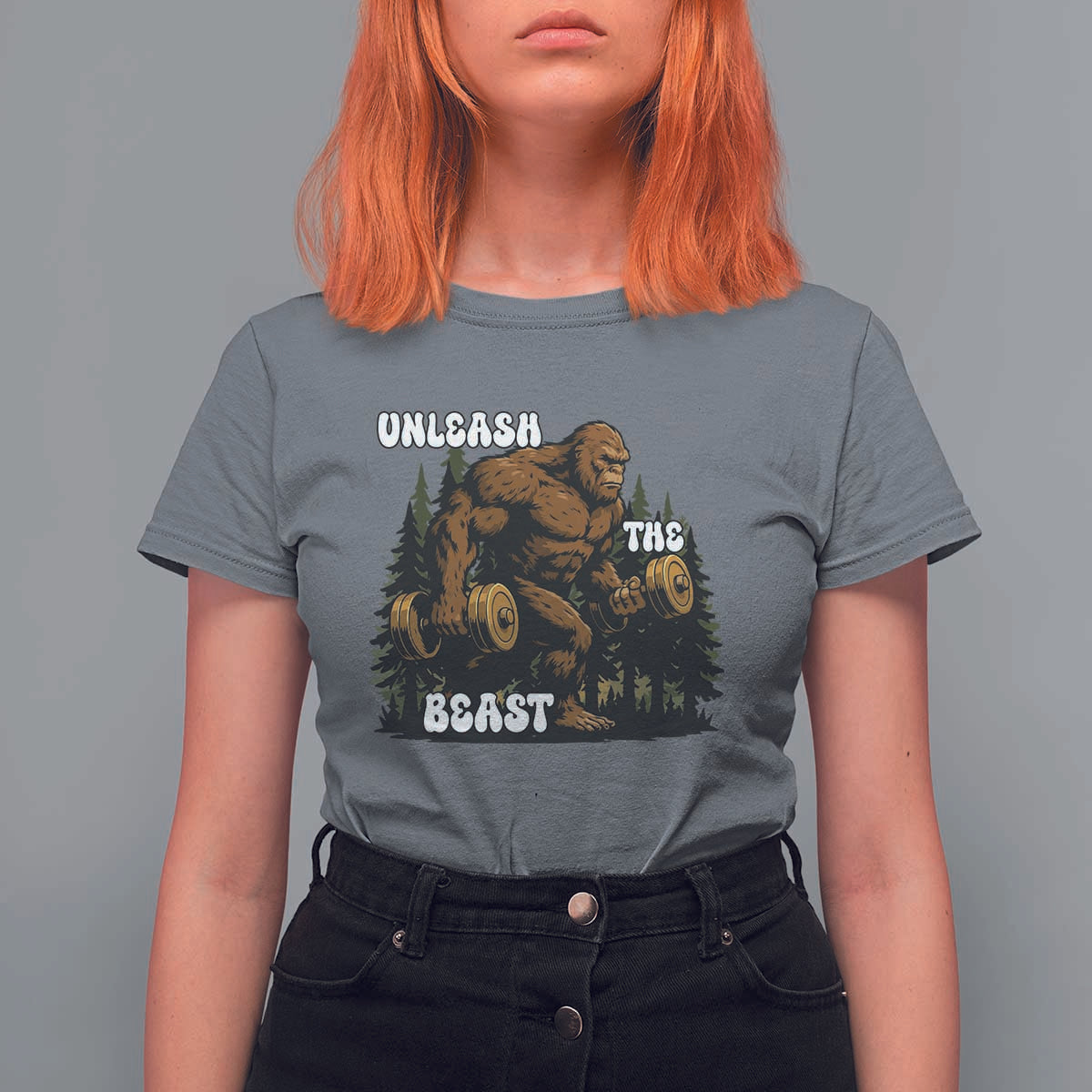 Unleash The Beast T Shirt For Women Funny Bigfoot Fitness Workout Gift - Wonder Print Shop
