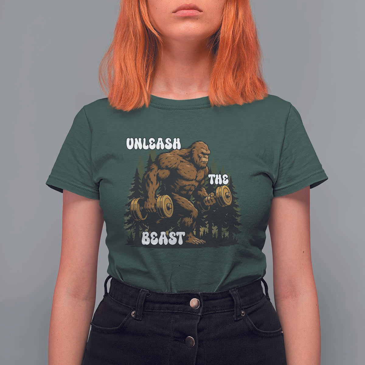 Unleash The Beast T Shirt For Women Funny Bigfoot Fitness Workout Gift - Wonder Print Shop