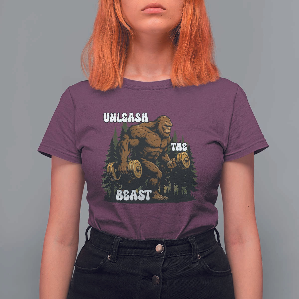 Unleash The Beast T Shirt For Women Funny Bigfoot Fitness Workout Gift - Wonder Print Shop