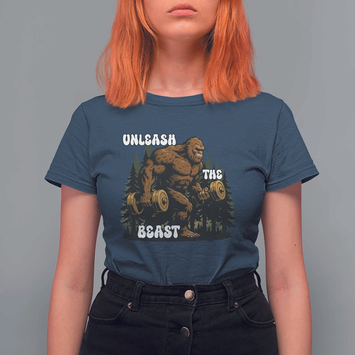 Unleash The Beast T Shirt For Women Funny Bigfoot Fitness Workout Gift - Wonder Print Shop