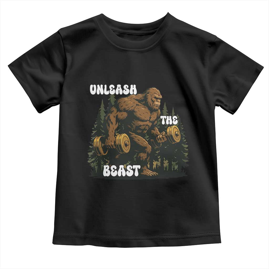 Unleash The Beast Toddler T Shirt Funny Bigfoot Fitness Workout Gift - Wonder Print Shop