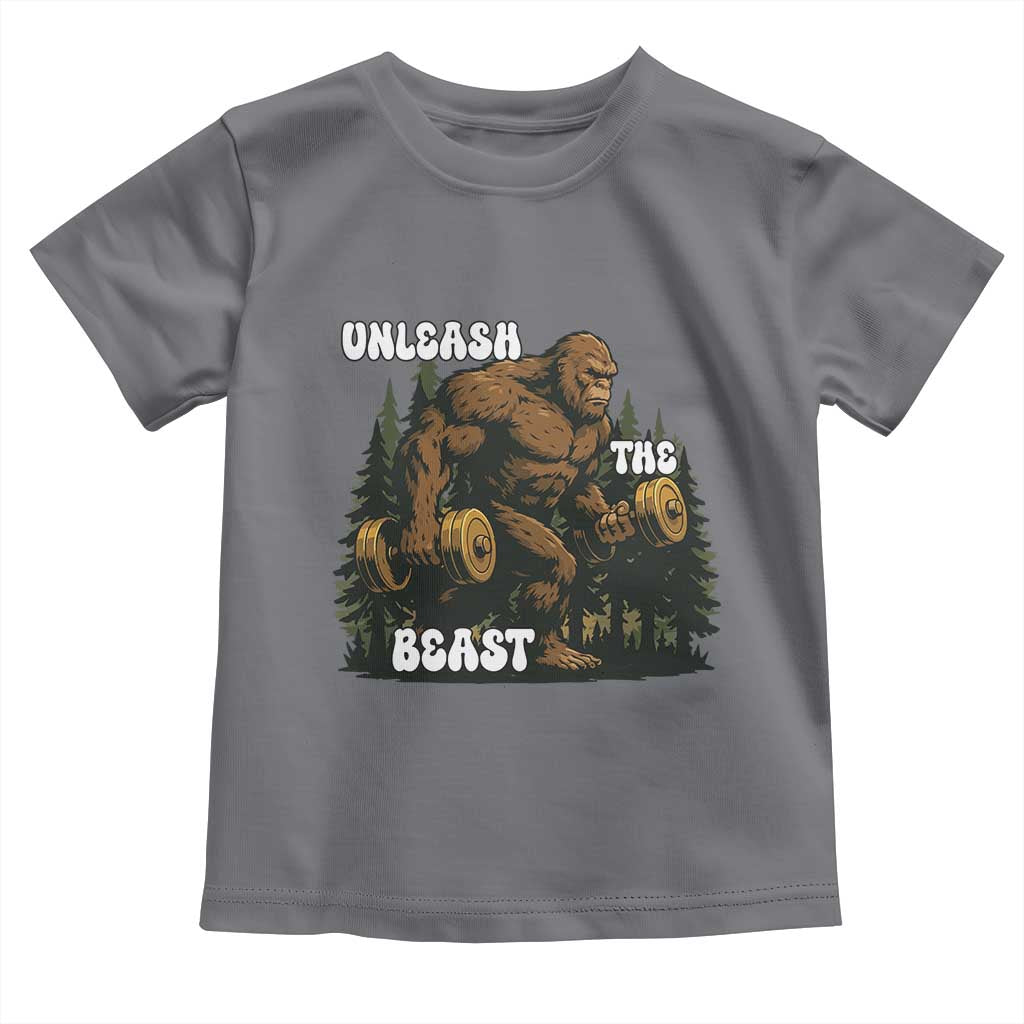 Unleash The Beast Toddler T Shirt Funny Bigfoot Fitness Workout Gift - Wonder Print Shop