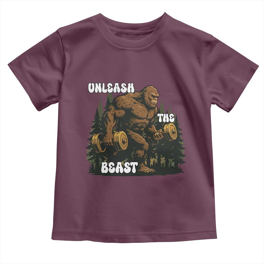 Unleash The Beast Toddler T Shirt Funny Bigfoot Fitness Workout Gift - Wonder Print Shop