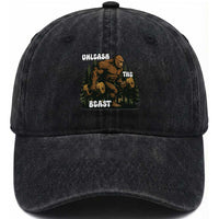 Unleash The Beast Washed Cotton Baseball Cap Funny Bigfoot Fitness Workout Gift