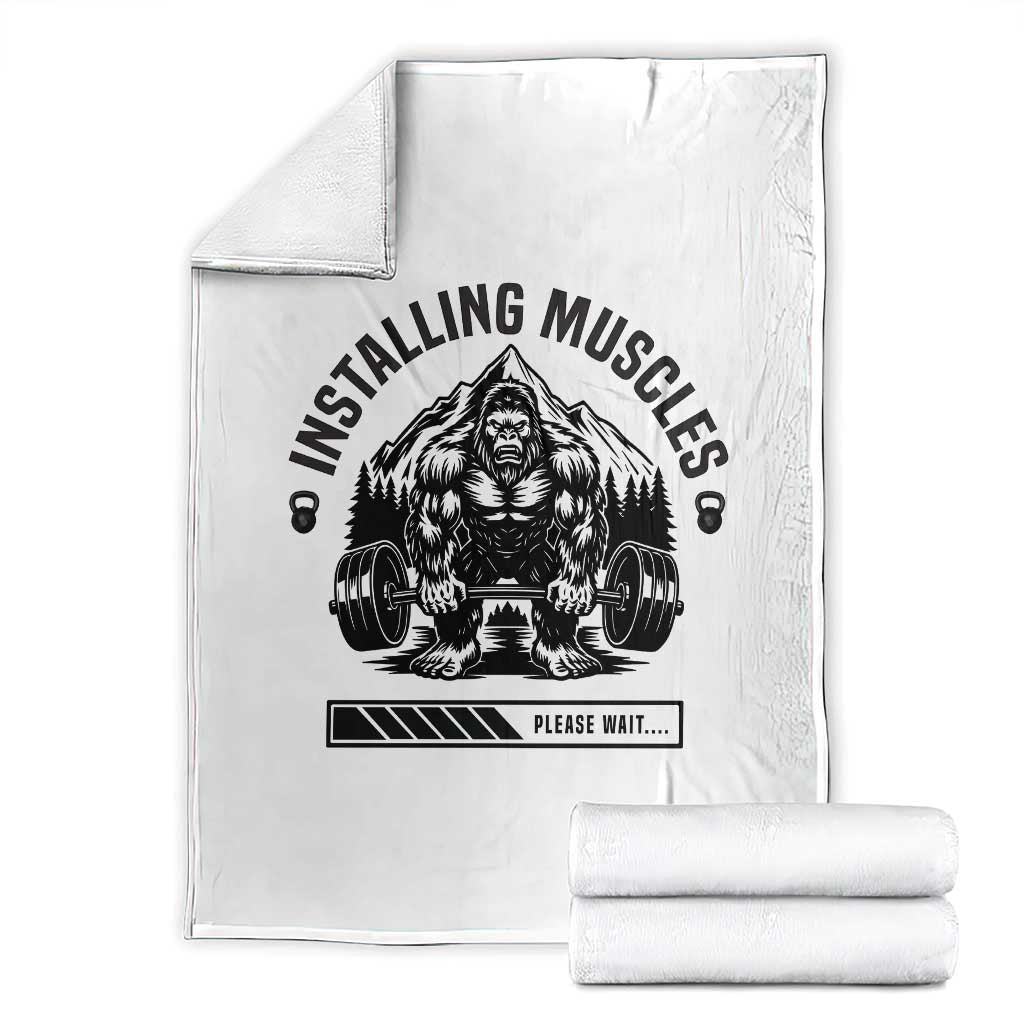 Installing Muscles Please Wait Throw Blanket Bigfoot Funny Gym Workout Gift - Wonder Print Shop