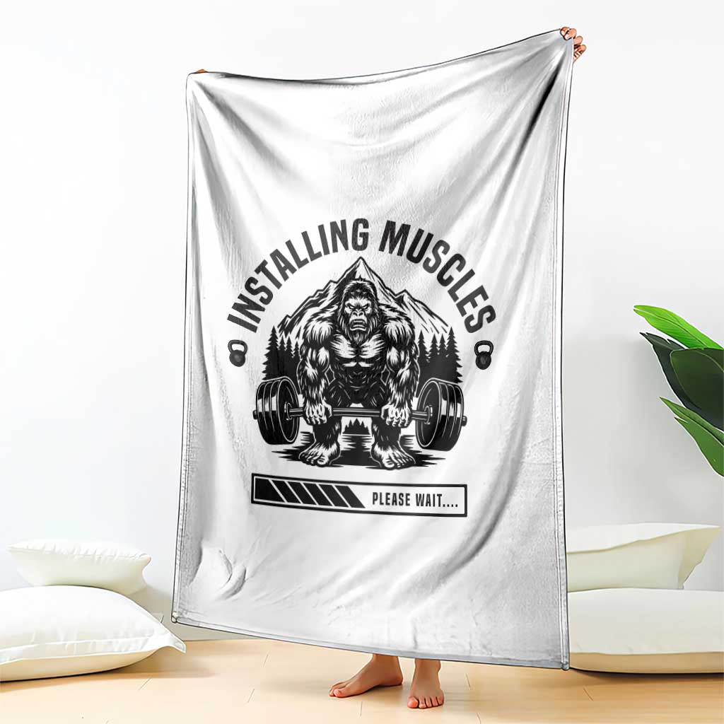 Installing Muscles Please Wait Throw Blanket Bigfoot Funny Gym Workout Gift - Wonder Print Shop