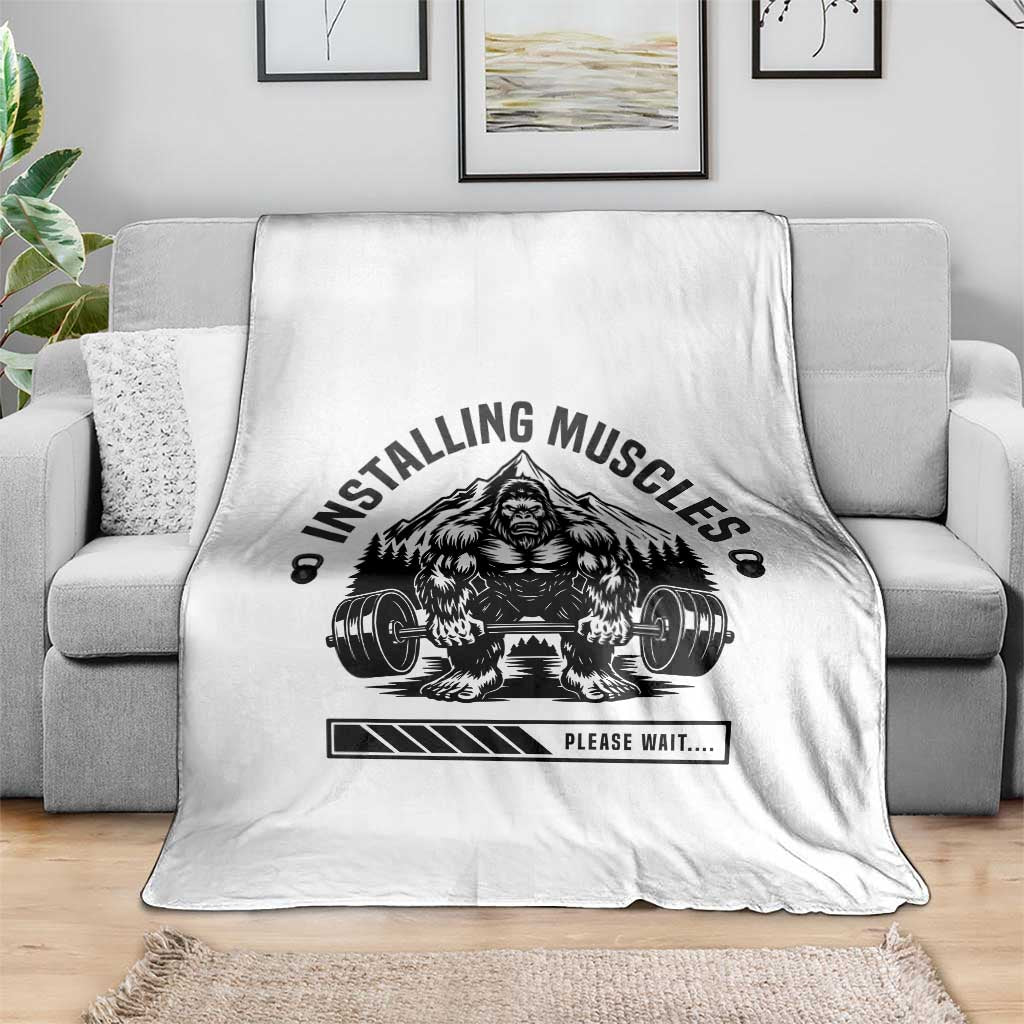 Installing Muscles Please Wait Throw Blanket Bigfoot Funny Gym Workout Gift - Wonder Print Shop