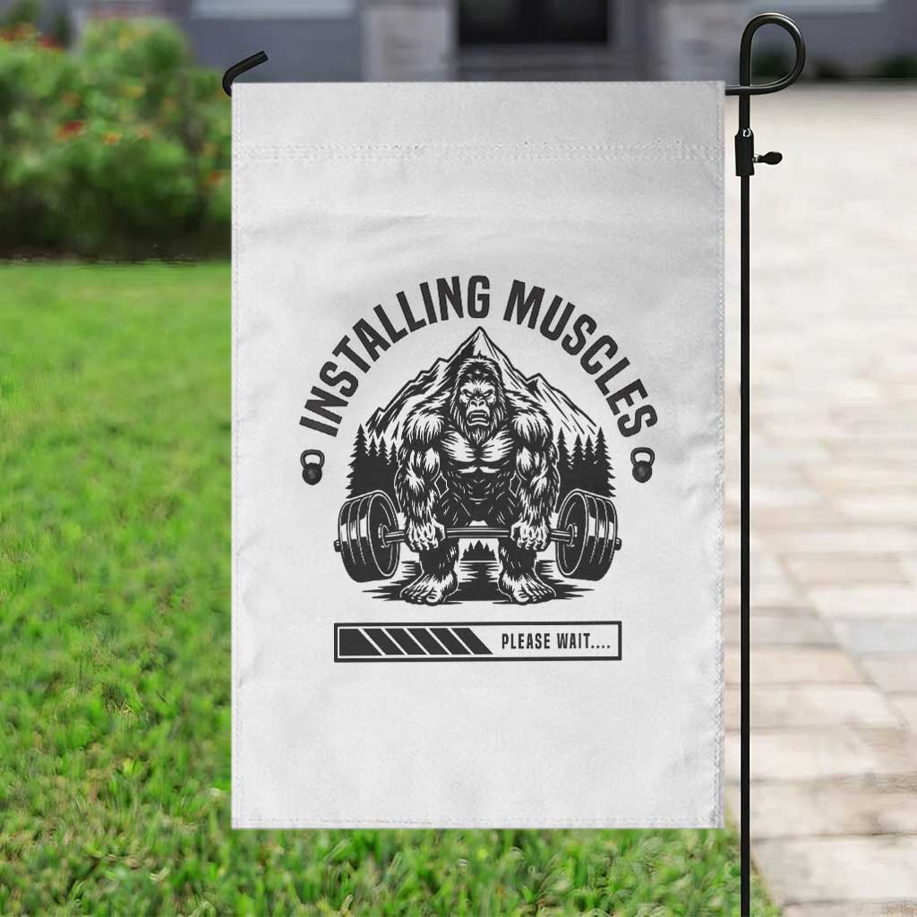 Installing Muscles Please Wait Garden Flag Bigfoot Funny Gym Workout Gift - Wonder Print Shop