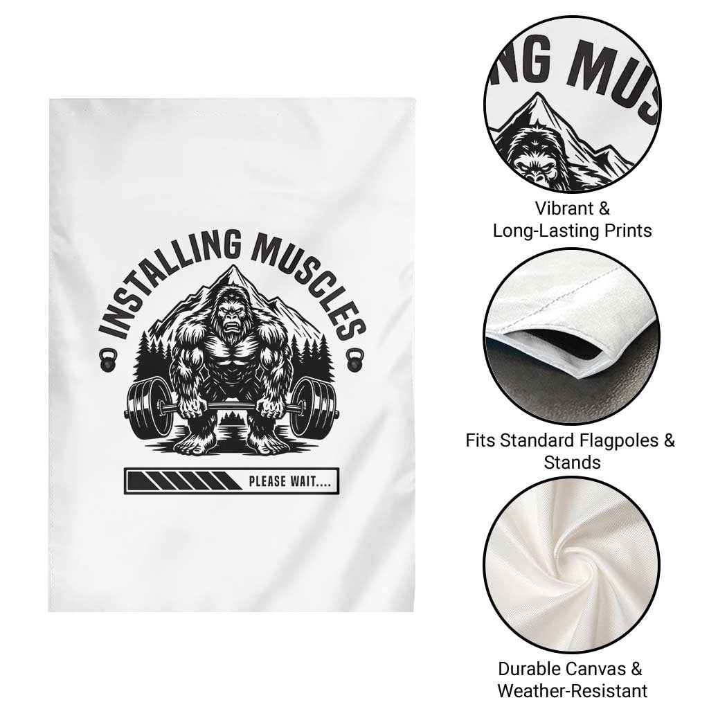 Installing Muscles Please Wait Garden Flag Bigfoot Funny Gym Workout Gift - Wonder Print Shop