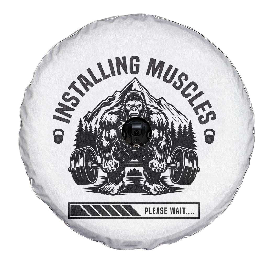 Installing Muscles Please Wait Spare Tire Cover Bigfoot Funny Gym Workout Gift - Wonder Print Shop