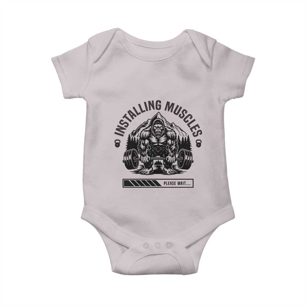 Installing Muscles Please Wait Baby Onesie Bigfoot Funny Gym Workout Gift - Wonder Print Shop