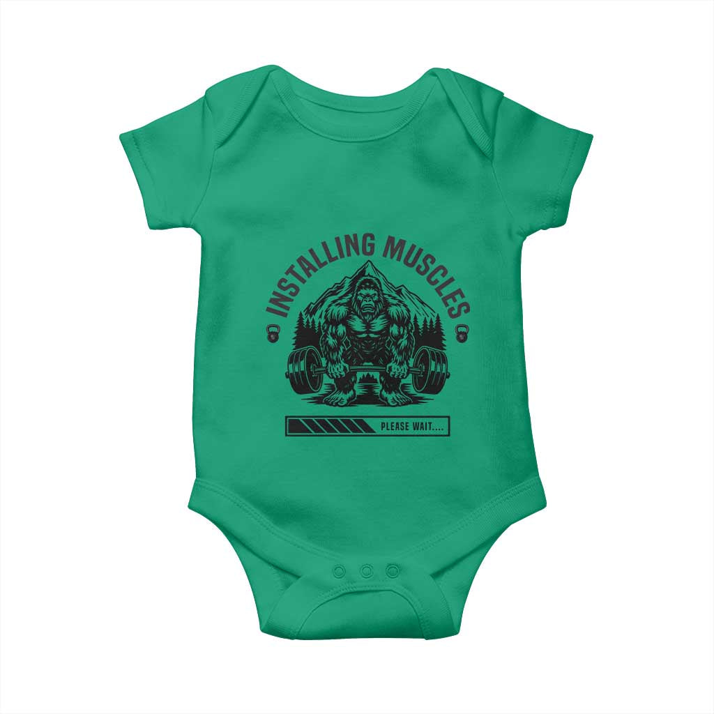 Installing Muscles Please Wait Baby Onesie Bigfoot Funny Gym Workout Gift - Wonder Print Shop