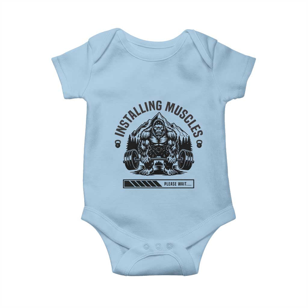 Installing Muscles Please Wait Baby Onesie Bigfoot Funny Gym Workout Gift - Wonder Print Shop