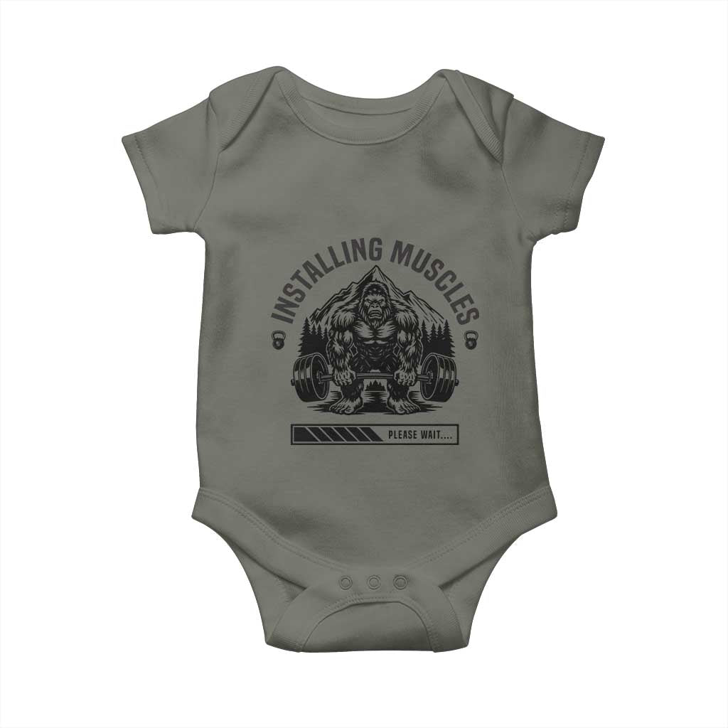 Installing Muscles Please Wait Baby Onesie Bigfoot Funny Gym Workout Gift - Wonder Print Shop