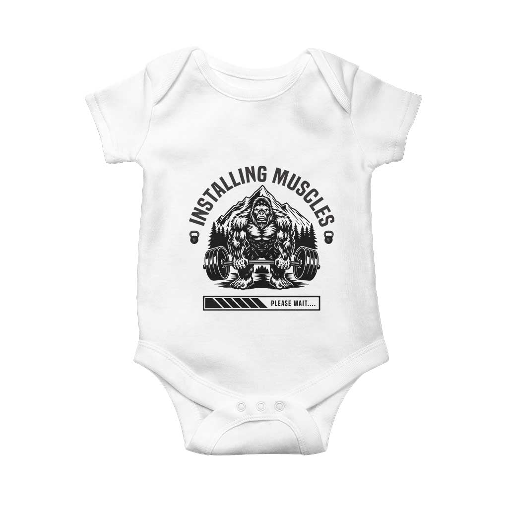 Installing Muscles Please Wait Baby Onesie Bigfoot Funny Gym Workout Gift - Wonder Print Shop