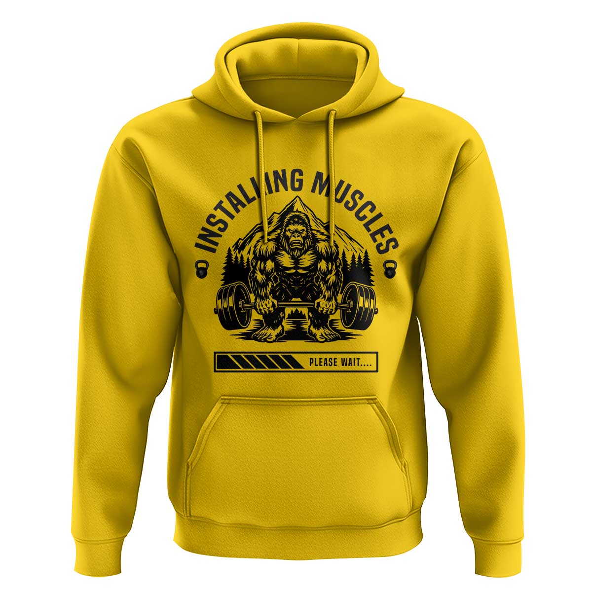 Installing Muscles Please Wait Hoodie Bigfoot Funny Gym Workout Gift - Wonder Print Shop