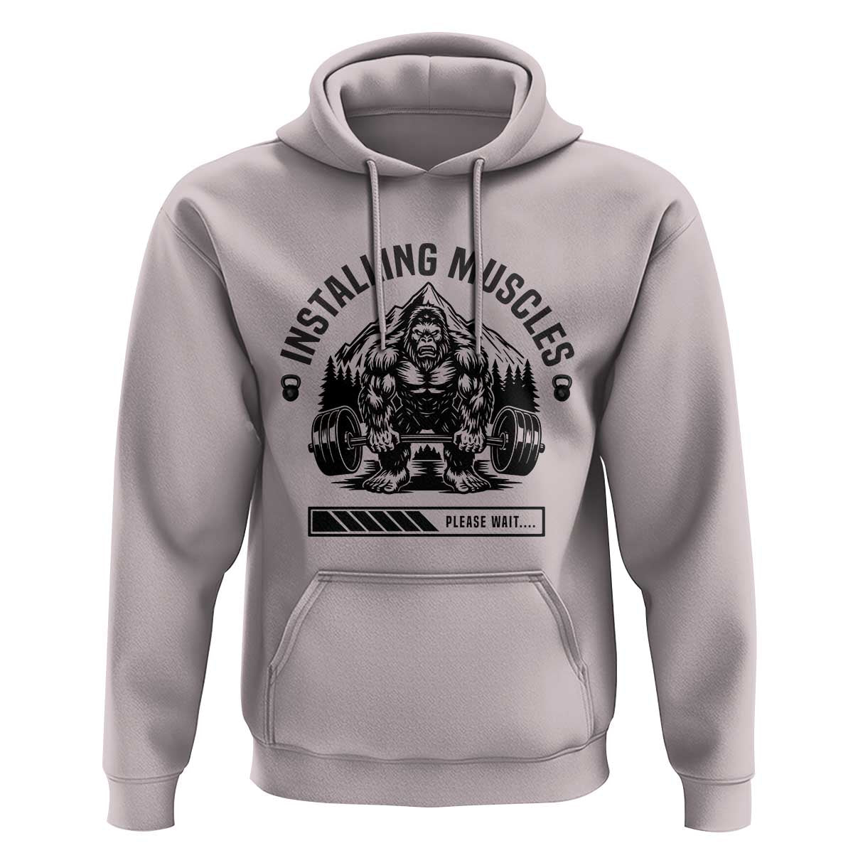 Installing Muscles Please Wait Hoodie Bigfoot Funny Gym Workout Gift - Wonder Print Shop