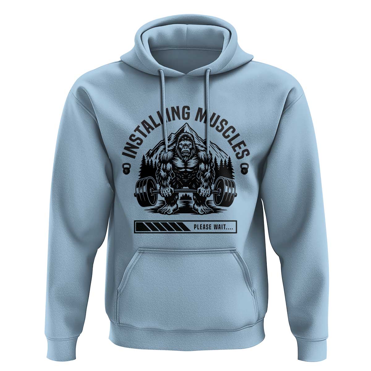 Installing Muscles Please Wait Hoodie Bigfoot Funny Gym Workout Gift - Wonder Print Shop
