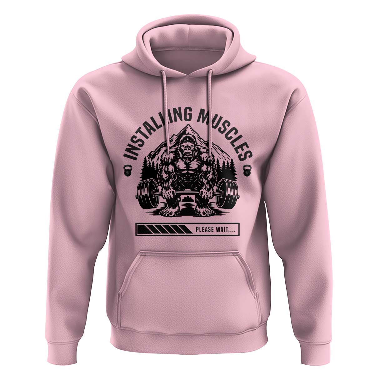 Installing Muscles Please Wait Hoodie Bigfoot Funny Gym Workout Gift - Wonder Print Shop