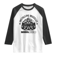 Installing Muscles Please Wait Raglan Shirt Bigfoot Funny Gym Workout Gift - Wonder Print Shop
