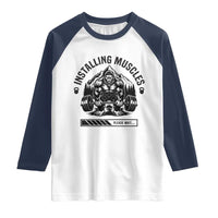 Installing Muscles Please Wait Raglan Shirt Bigfoot Funny Gym Workout Gift - Wonder Print Shop