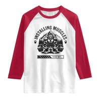 Installing Muscles Please Wait Raglan Shirt Bigfoot Funny Gym Workout Gift - Wonder Print Shop