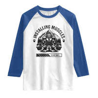 Installing Muscles Please Wait Raglan Shirt Bigfoot Funny Gym Workout Gift - Wonder Print Shop