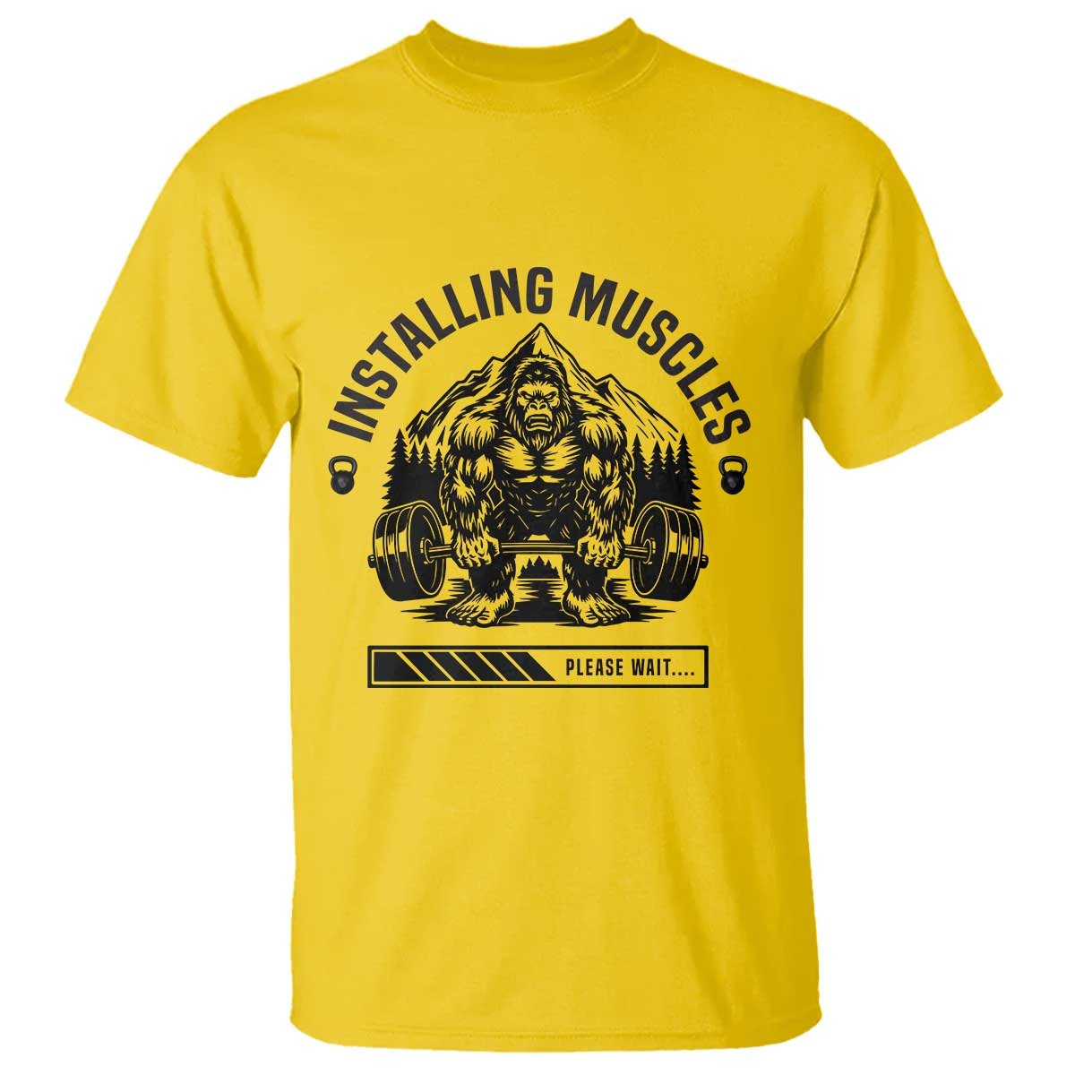 Installing Muscles Please Wait T Shirt Bigfoot Funny Gym Workout Gift - Wonder Print Shop