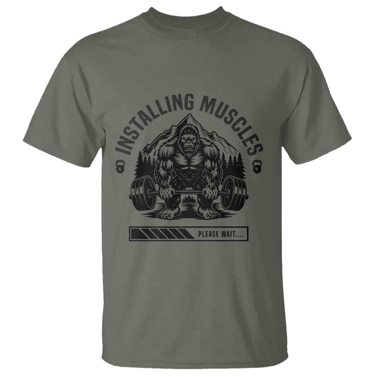 Installing Muscles Please Wait T Shirt Bigfoot Funny Gym Workout Gift - Wonder Print Shop