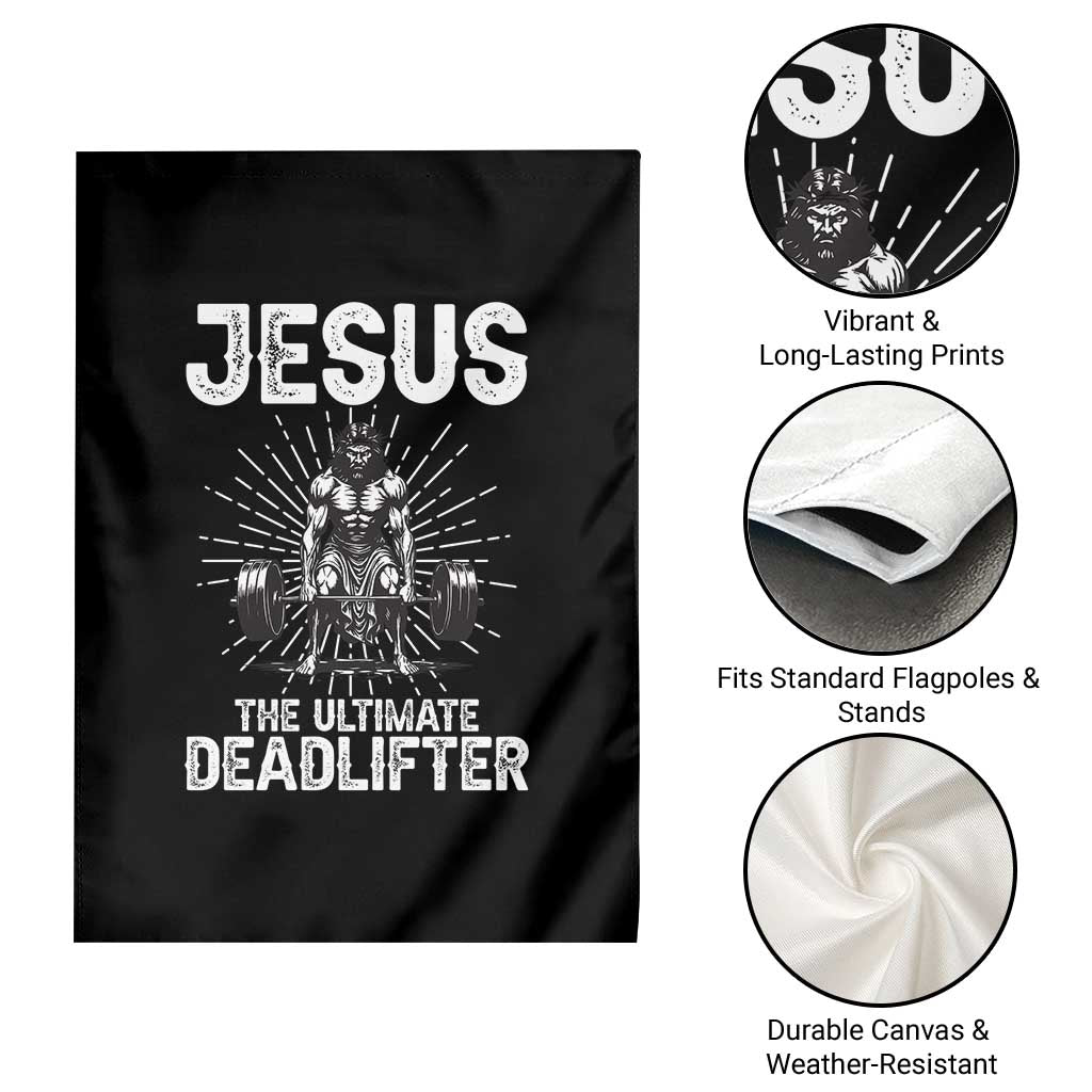 Funny Christian Gym Gift Garden Flag Jesus The Ultimate Deadlifter - Wonder Print Shop