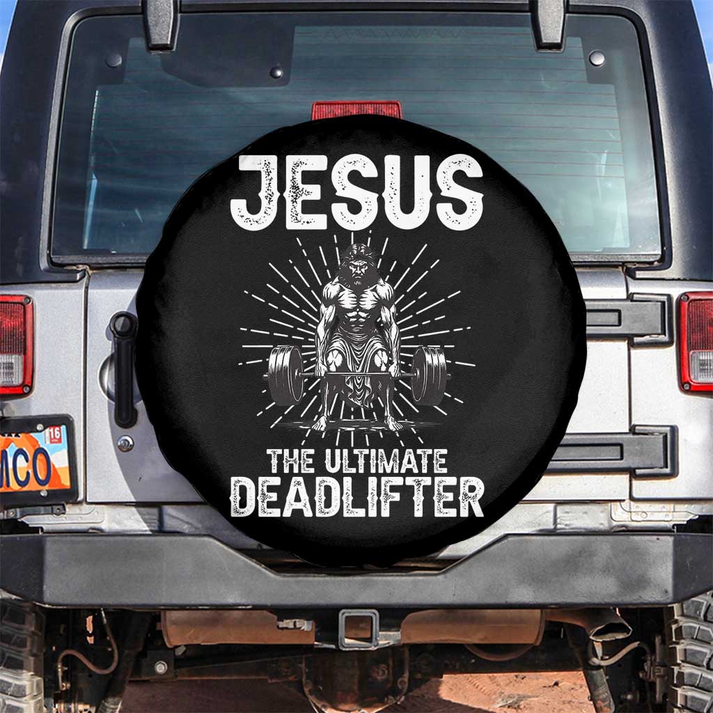 Funny Christian Gym Gift Spare Tire Cover Jesus The Ultimate Deadlifter - Wonder Print Shop
