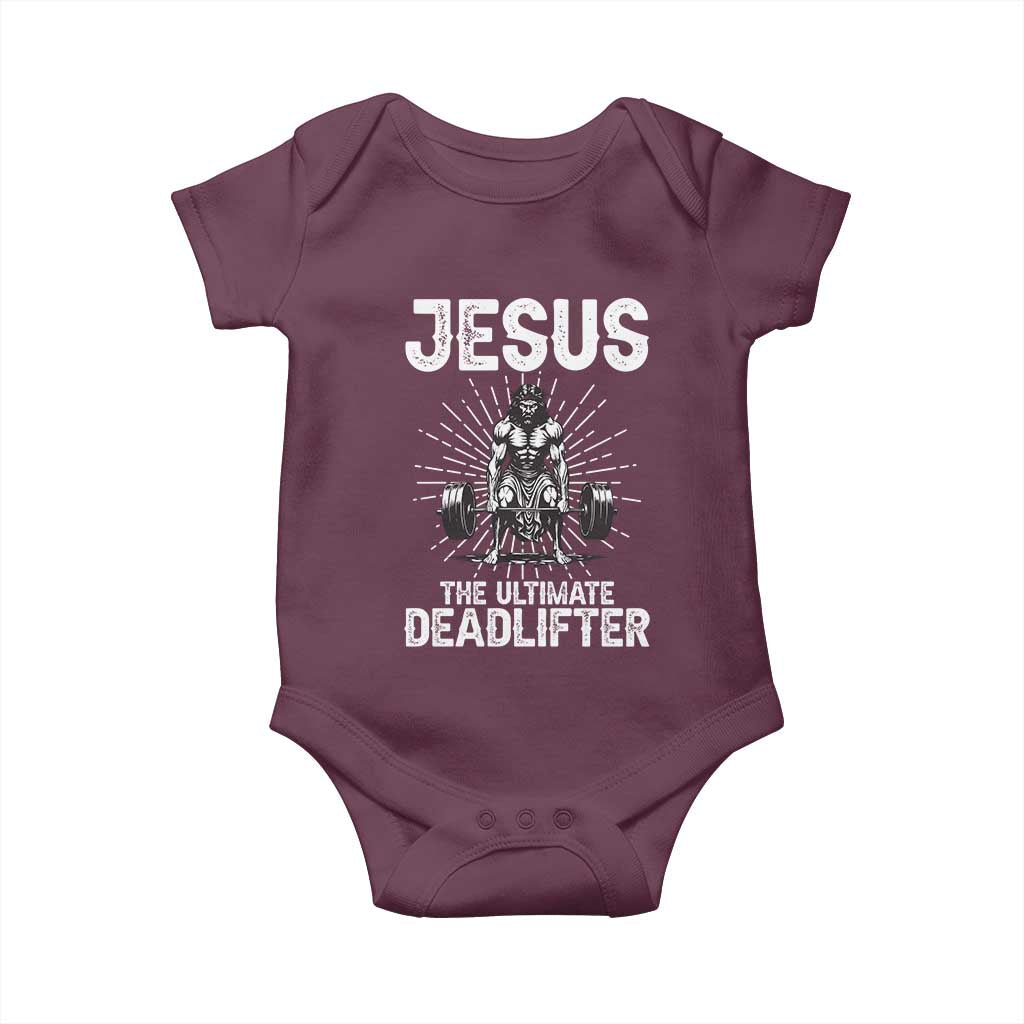 Funny Christian Gym Gift Baby Onesie Jesus The Ultimate Deadlifter - Wonder Print Shop