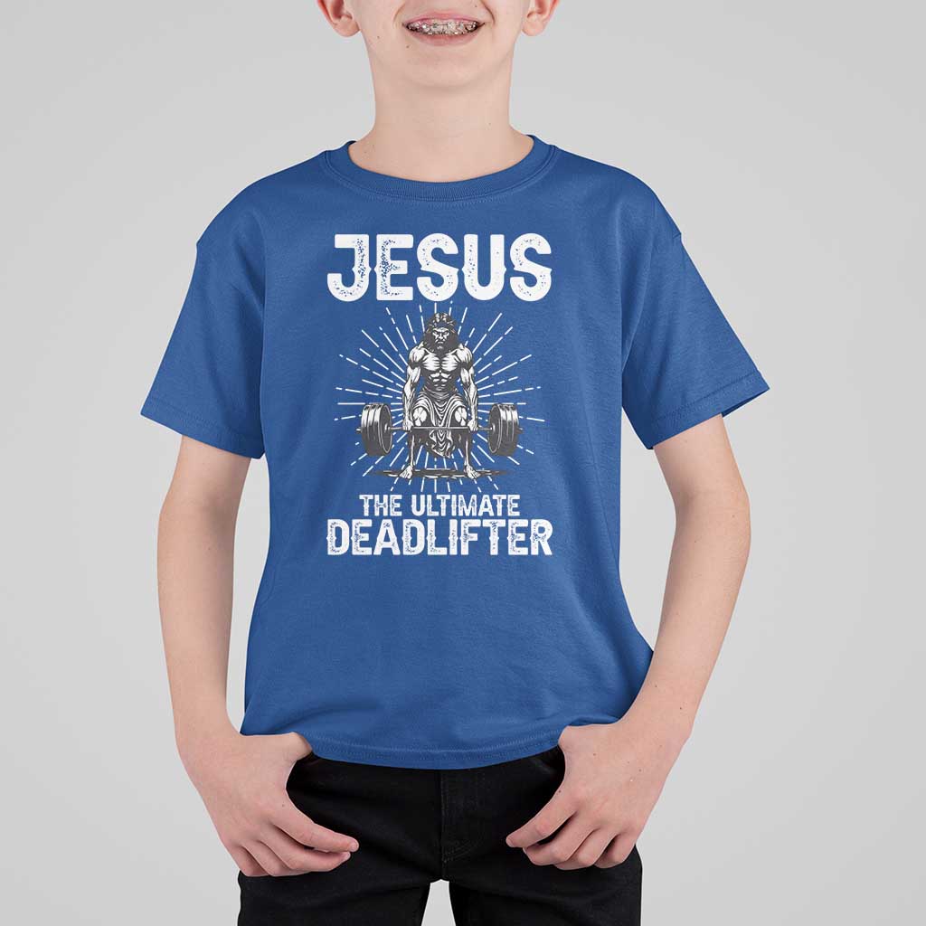 Funny Christian Gym Gift T Shirt For Kid Jesus The Ultimate Deadlifter - Wonder Print Shop
