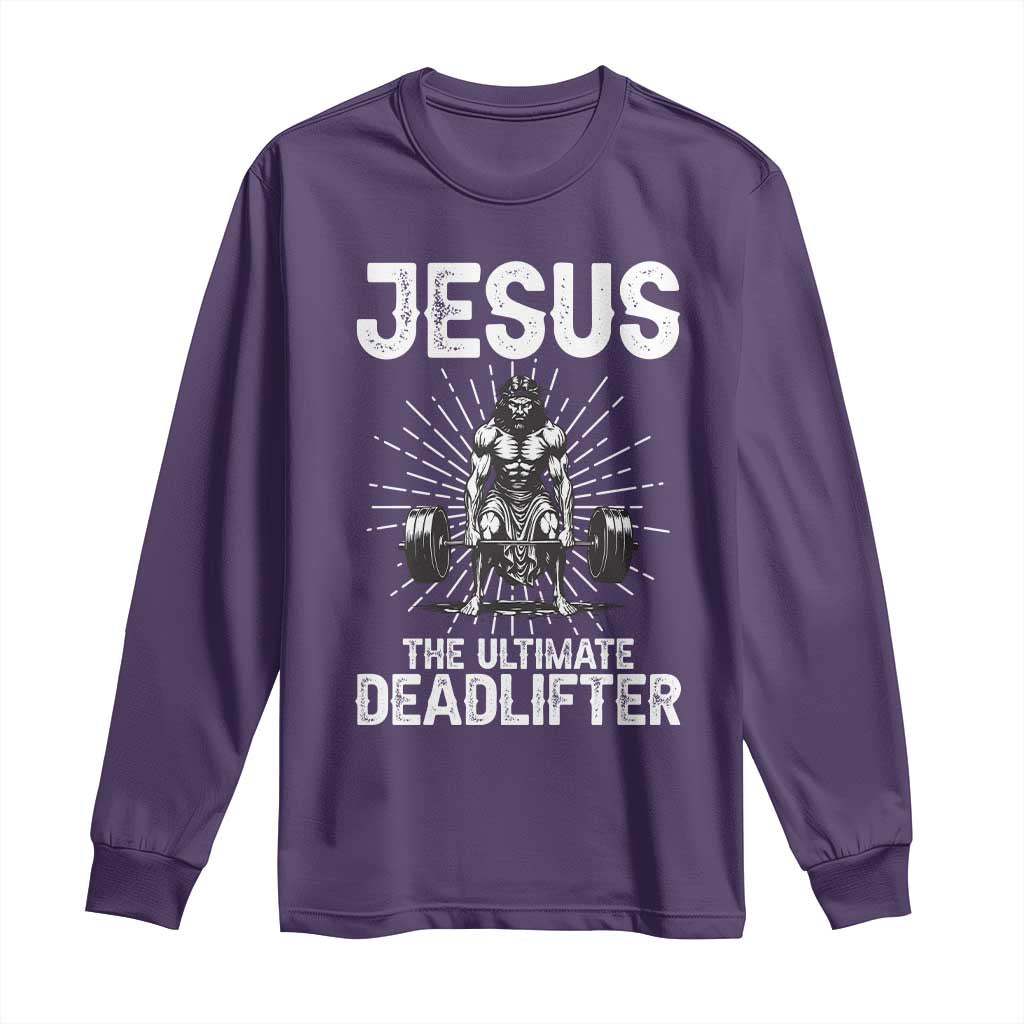 Funny Christian Gym Gift Long Sleeve Shirt Jesus The Ultimate Deadlifter - Wonder Print Shop