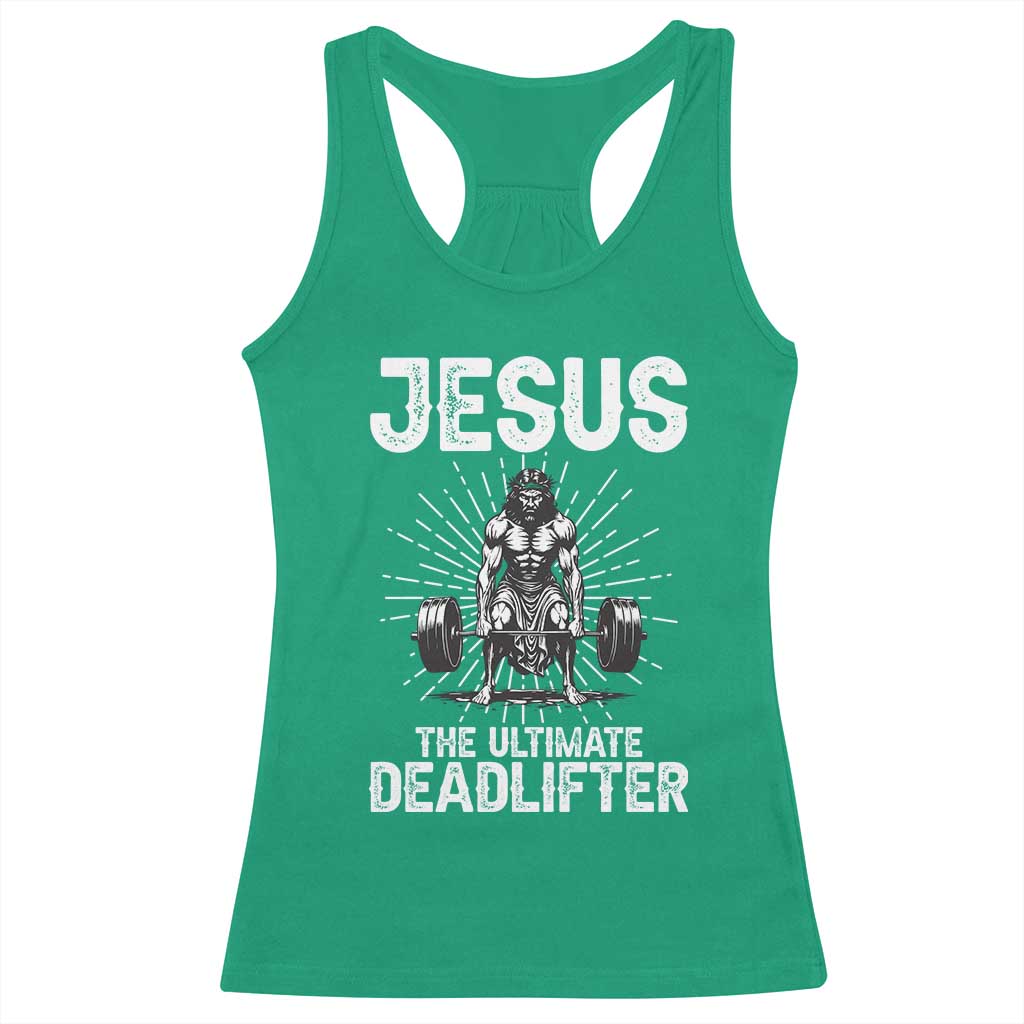 Funny Christian Gym Gift Racerback Tank Top Jesus The Ultimate Deadlifter - Wonder Print Shop