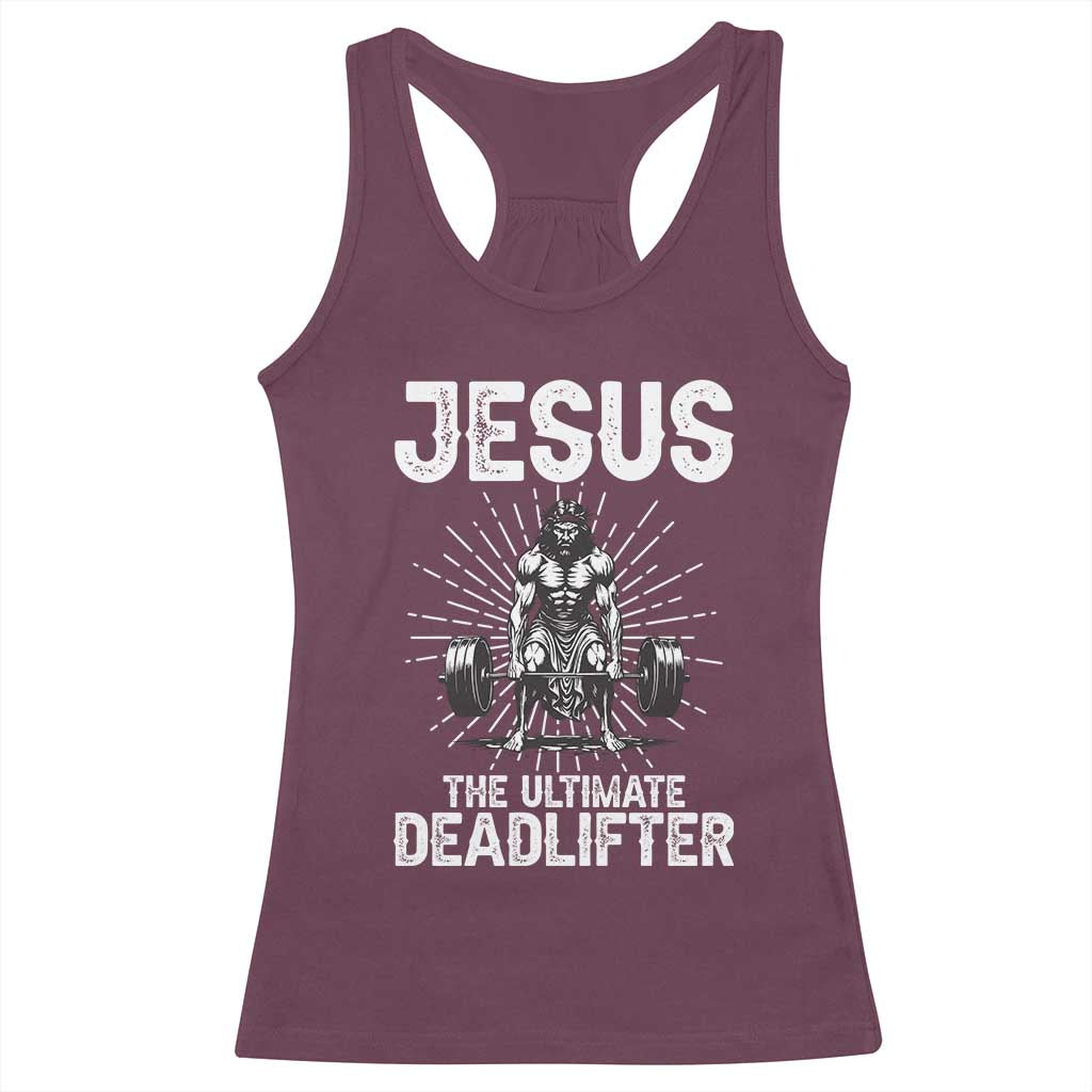 Funny Christian Gym Gift Racerback Tank Top Jesus The Ultimate Deadlifter - Wonder Print Shop