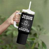 Funny Christian Gym Gift Tumbler With Handle Jesus The Ultimate Deadlifter