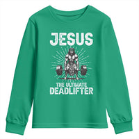 Funny Christian Gym Gift Youth Sweatshirt Jesus The Ultimate Deadlifter - Wonder Print Shop