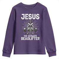 Funny Christian Gym Gift Youth Sweatshirt Jesus The Ultimate Deadlifter - Wonder Print Shop