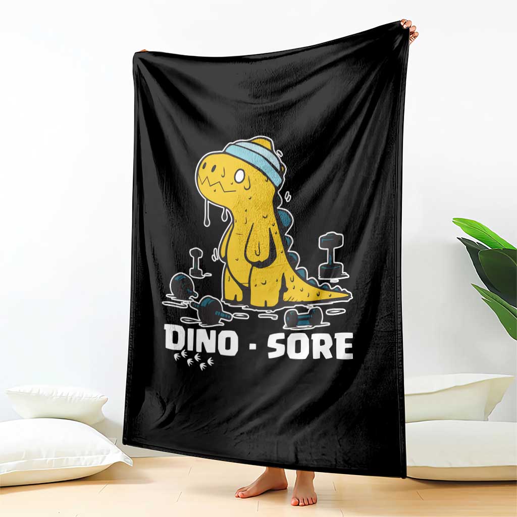 Dino Sore Throw Blanket Funny Dinosaur Workout Gift - Wonder Print Shop