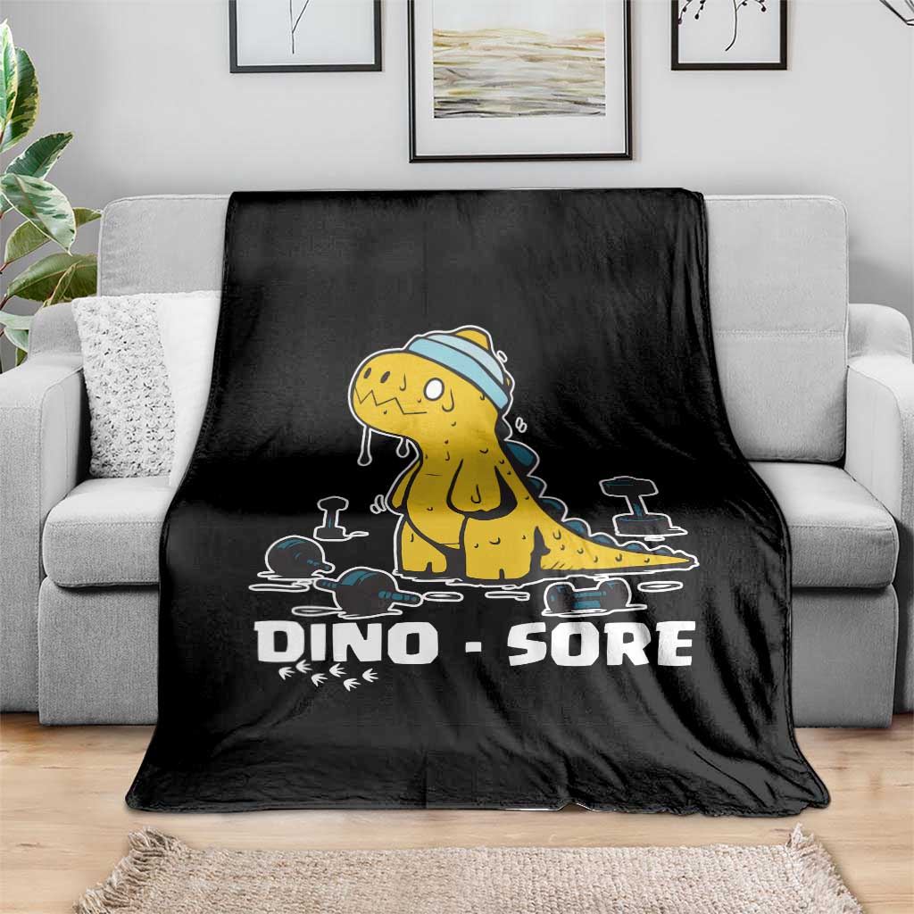 Dino Sore Throw Blanket Funny Dinosaur Workout Gift - Wonder Print Shop